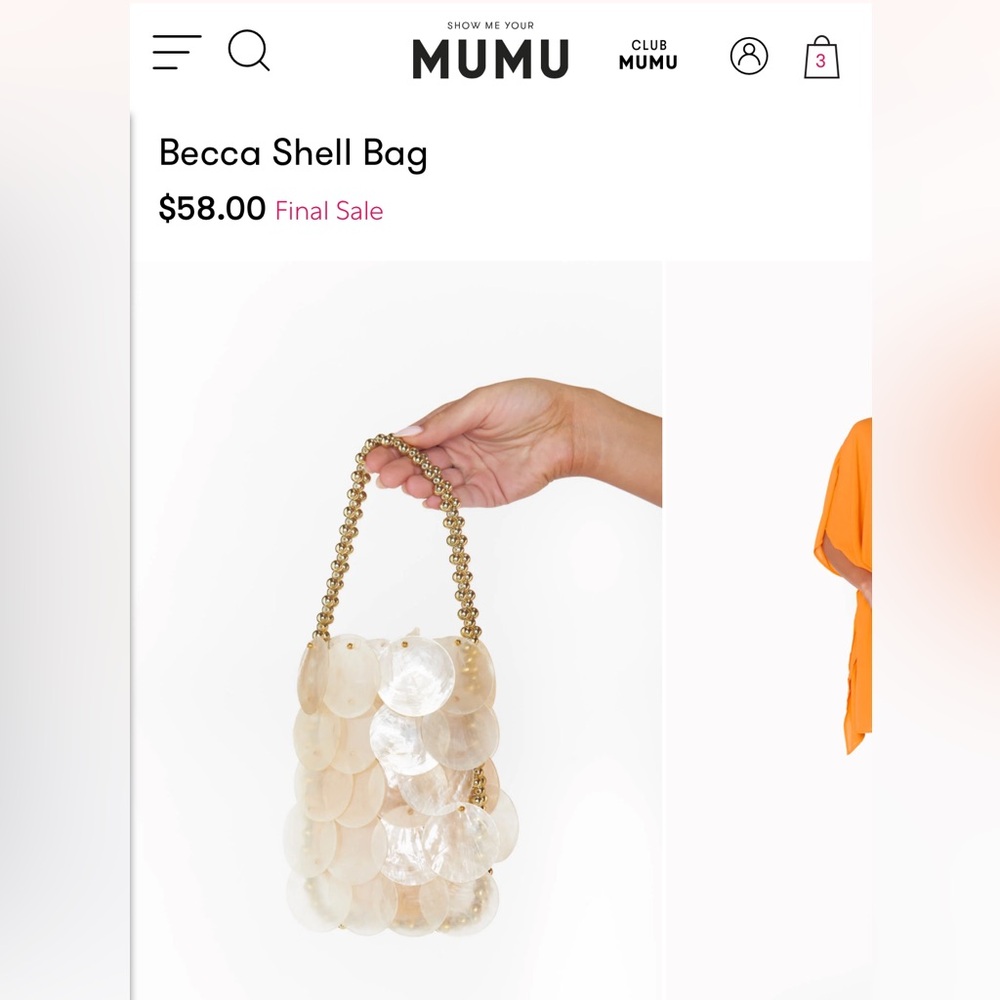 Show Me Your Mumu Becca Shell Bag — Pearl White with Gold Chain